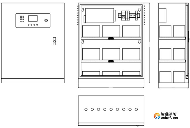 HW-DL-1KVA-N200消防应急灯具专用应急电源外形结构示意图
