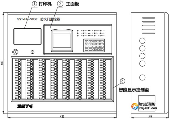 GST-FH-N8001防火门监控器外观示意图