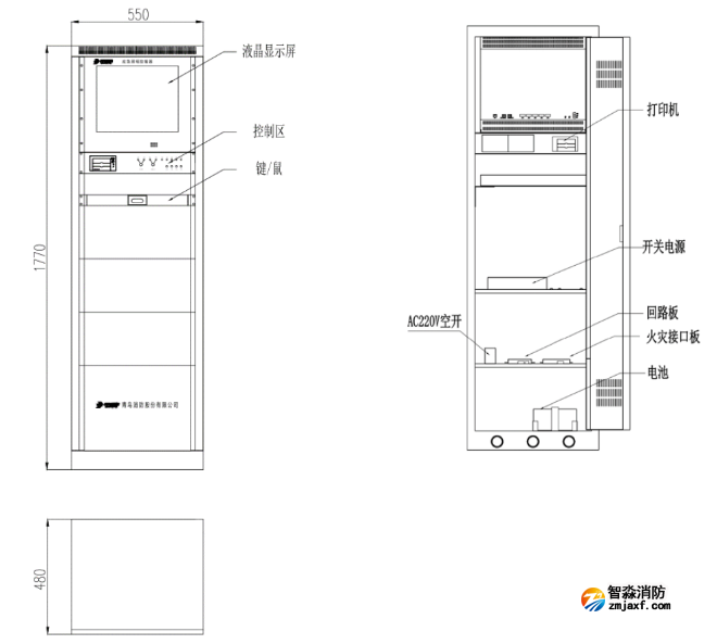 J-C-11S80G应急照明控制器外形机构图