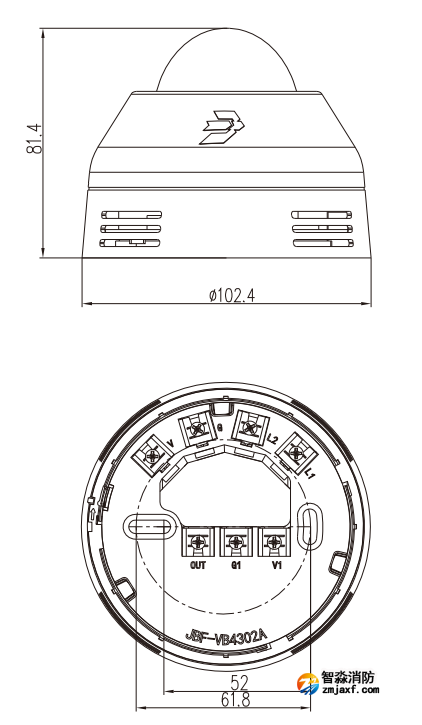 JBF4372R无线声光警报器产品结构图