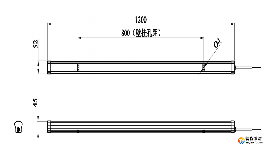 J-ZFJC-E12W-17Z5LA集中电源集中控制型消防应急照明灯具