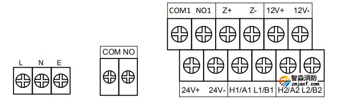 TE3001D电气火灾监控设备对外接线端子示意图