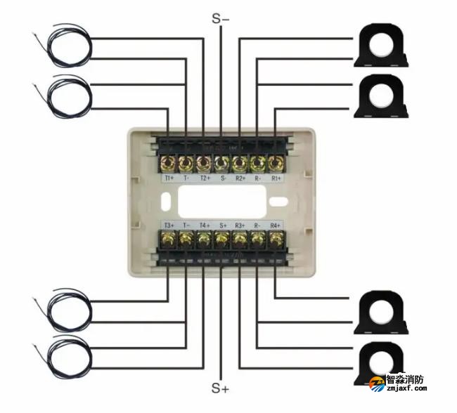 J-EI6713型组合式电气火灾监控探测器接线图