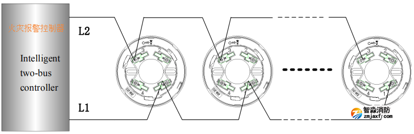 A9030T点型光电感烟火灾探测器接线示意图