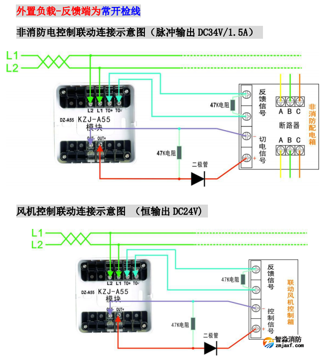 KZJ-A55输入输出模块接线图