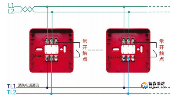 J-SAP-M-A62手动火灾报警按钮接线图