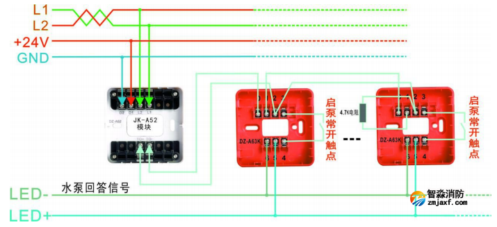 J-SAP-M-A63K消火栓按钮接线图