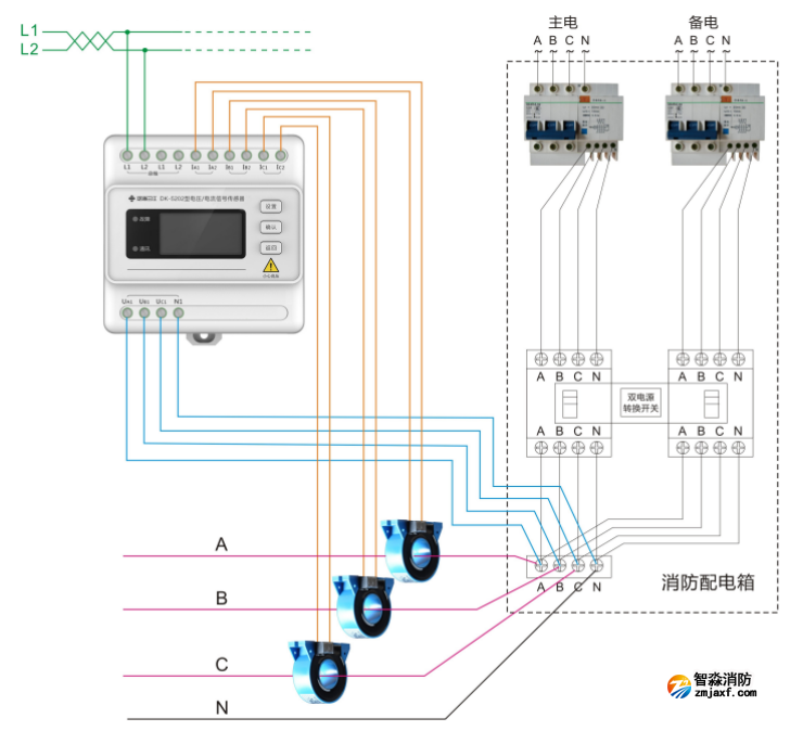 DK-5202三相四线电压/电流传感器接线图