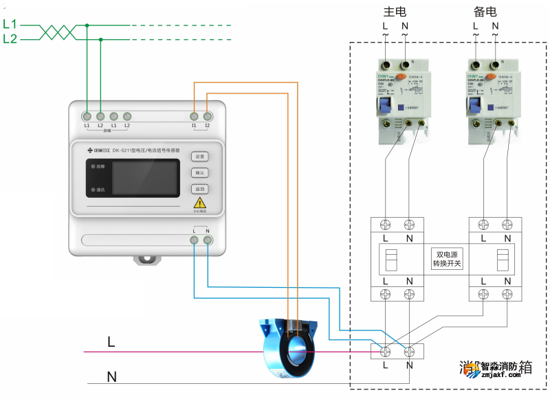 DK-5211交流单相电压/电流信号传感器接线图