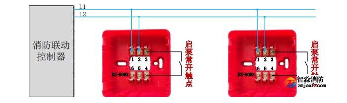 A9063T型消火栓按钮一般使用功能及接线示意图