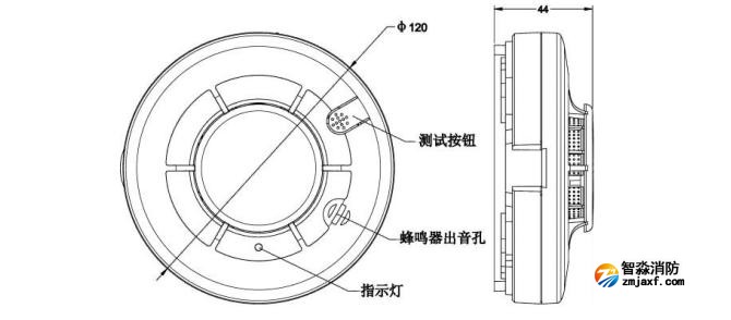 JTY-GD-H362独立式光电感烟火灾探测报警器结构示意图