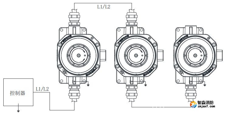 JTW-ZD-A20G-Ex防爆型点型感温火灾探测器接线图