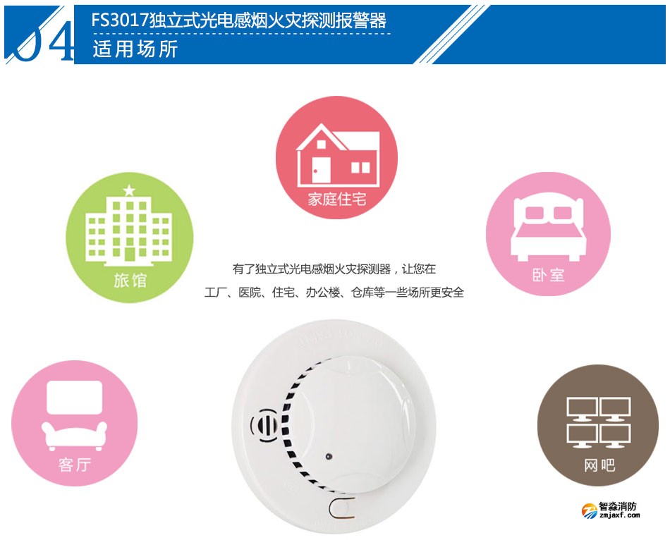FS3017独立式光电感烟火灾探测报警器应用场所