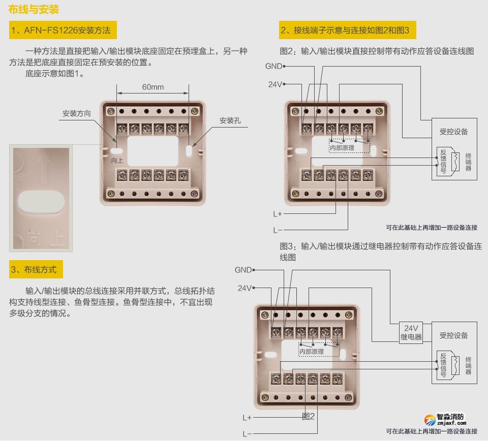 赋安AFN-FS1226输入输出模块 布线与安装
