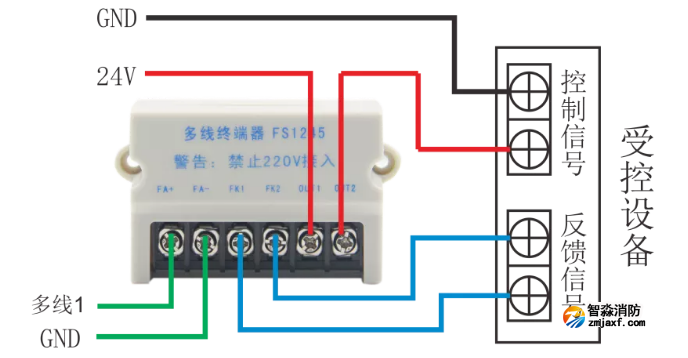 FS1245多线控制终端模块接线图