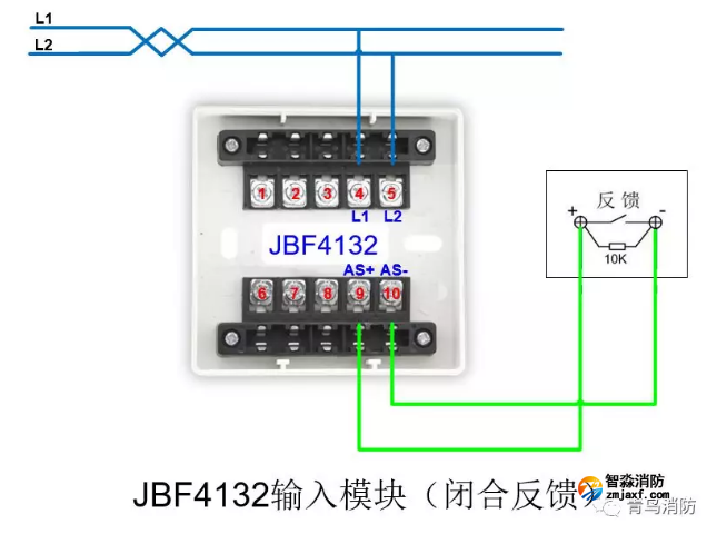 JBF4132输入模块闭合反馈接线图