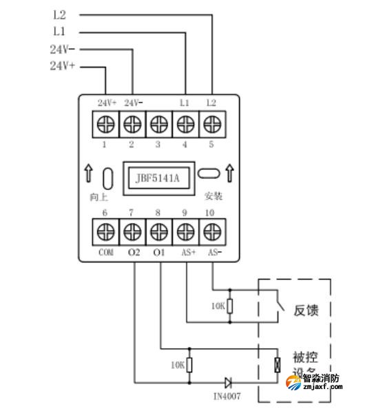 JBF5141A输入输出模块有源输出接线图