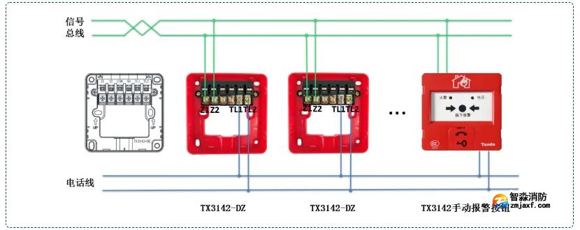 TX3142手动报警按钮接线图