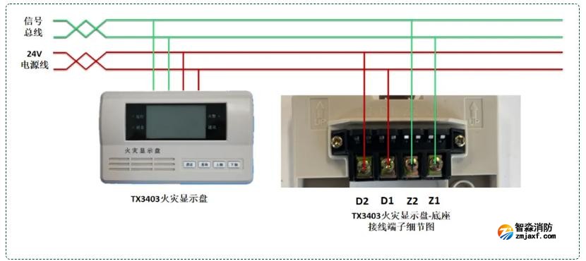 TX3403火灾显示盘（四线制）接线图