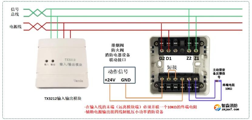 TX3212输入输出模块（四线制）接线图