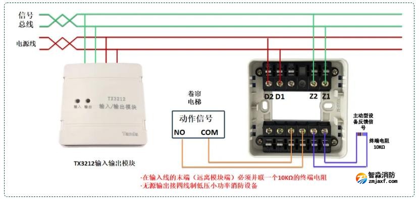 TX3212输入输出模块（四线制）接线图