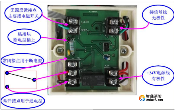 HJ-9507松江防火门模块接线端子图