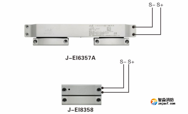 J-EI6357A、J-EI8358一体式门磁开关接线图