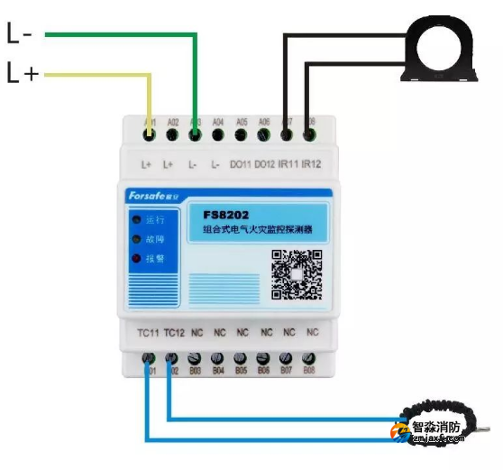 FS8202组合式电气火灾监控探测器接线图