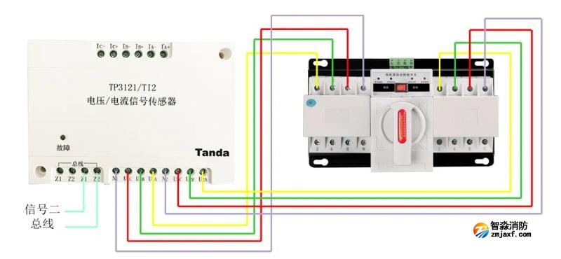 TP3121/TI2电压/电流信号传感器接线图（电压部分）